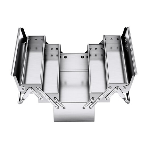 DELIXI ELECTRIC stainless steel tool box storage box three-layer folding household thickened portable hardware industrial grade storage box three-layer stainless steel large + password lock