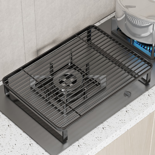 Kunfeng induction cooker rack kitchen gas stove cover cover bracket gas stove table rack bracket household pot rack base Athens black-small size upgraded and reinforced