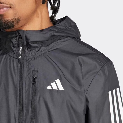 阿迪达斯（adidas）官方外套男装25春新款户外健身训练运动服三条纹防风连帽休闲夹克 IN1483 S