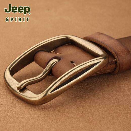 JEEP SPIRIT吉普腰带男真皮针扣百搭男士皮带休闲头层牛皮裤带皮带潮 1047黑色【复古铜扣】 110cm