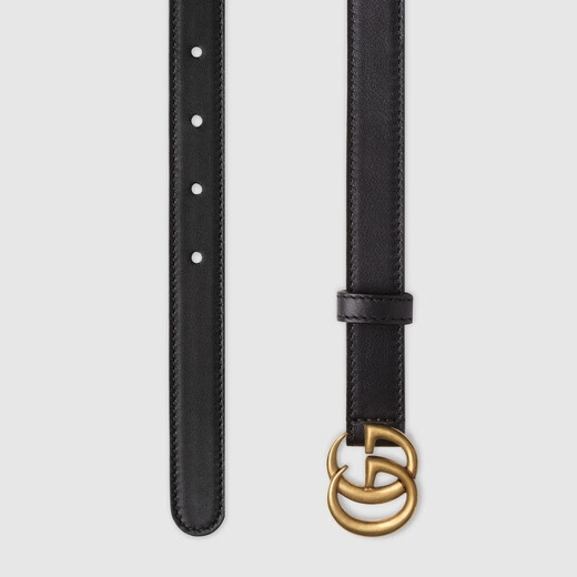 GUCCI古驰GG Marmont系列窄版腰带2厘米宽 黑色 80cm