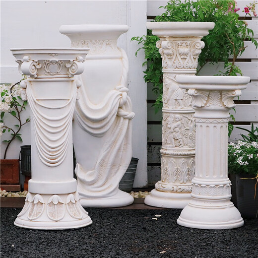 Wen Yijia Custom European Roman Decoration Decoration Ornament Villa Garden Patio de la boda Tabla de boda Soporte de flores de flores al aire libre 1047 RETRO White Roman Columna