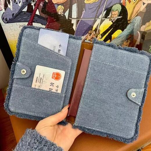 tagi护照夹珍珠牛仔流苏旅行护照夹收纳包礼物证件卡包 粉色 送礼盒