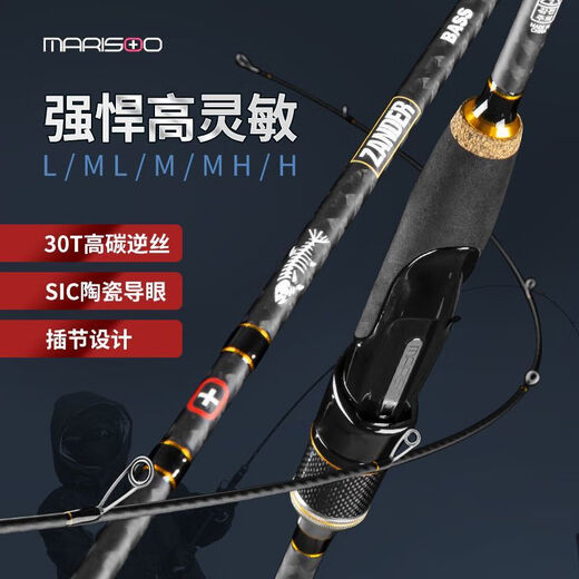 MARISOO 路亚竿鱼竿直柄枪柄钓竿高碳软中硬调SIC导环超轻硬泛用海钓单竿 2.04m B682MH