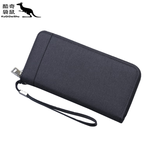
KUQIDAISHU canvas men's wallet long handbag men's zipper clutch men's mobile phone bag large capacity denim bag 13803 canvas handbag black