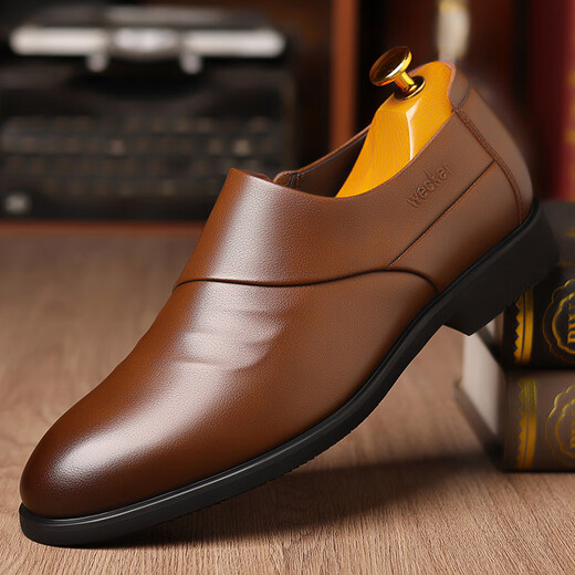 Classic Car Herren Lederschuhe echtes Leder atmungsaktives Geschäft formelle Lederschuhe Männer junge und mittlere Männerschuhe speicherte Zehenabdeckungen weiche Soles Schuhe Männer 3527 Brown 38