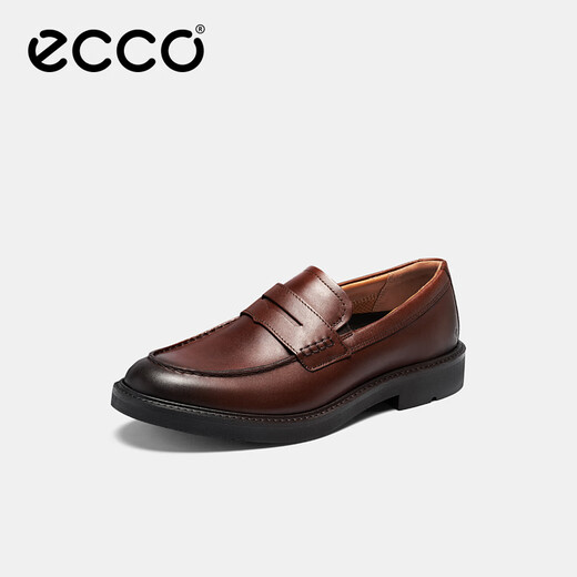 爱步（ECCO）乐福鞋男 舒适皮鞋商务鞋英伦一脚蹬皮鞋 都市伦敦525654 深棕红52565401053 40