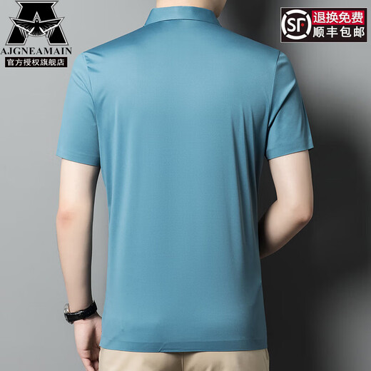 AJGNEAMAIN意大利轻奢高档男装夏季短袖POLO衫无痕商务休闲半袖纯色男士上衣 9858浅绿 L 175/50【建议115-130斤】