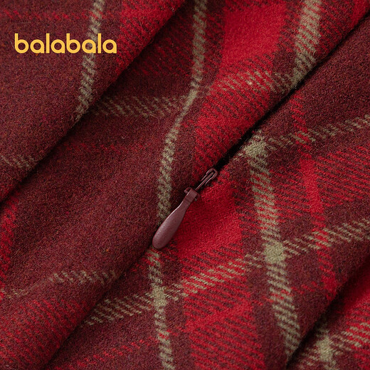 Balabala shopping mall same style girls skirt 2025 new spring short skirt children plaid pleated skirt red tone 00466 130 cm