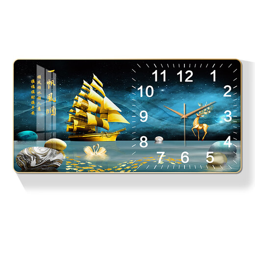 Phty Watch Wohnzimmer Licht Luxus High-End 20.24 Perpetual Calendar Home und Wanshixing Dekoration Malerei Wanduhr Kreative öffentliche Farm Woche 3271 [Kalender + Temperatur] Gesamtgröße: 60*120 cm