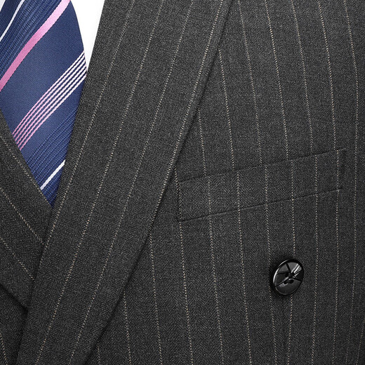 JIARMAY double-breasted autumn and winter new woolen suit business middle-aged men's suit formal wear professional wedding suit gray stripe 175/48 L