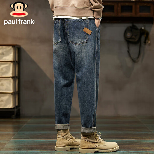 大嘴猴（paul frank）牛仔裤男士秋季美式宽松裤子男裤阔腿休闲长裤 怀旧蓝色 33