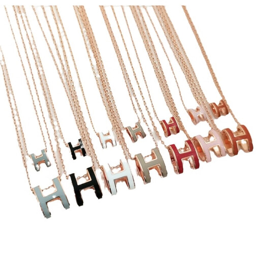 Only double love horse classic h letter necklace enamel pendant 18k rose gold couple mini light luxury clavicle chain exquisite white rose gold large size