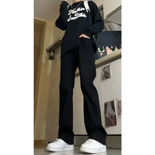 7家优品 微喇牛仔裤男士春夏季款美式复古高街修身宽松直筒长裤子男 DF-701黑色常规 L