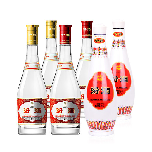 Fenjiu Glaze Fen ration wine mixed package 53 degree yellow cover *2+42 degree red cover *2+48 degree milk glass *2 non-original box