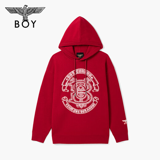 BOY LONDON冬男女同款毛衣圣诞新年红弹力套头针织衫N60018 红色 XS