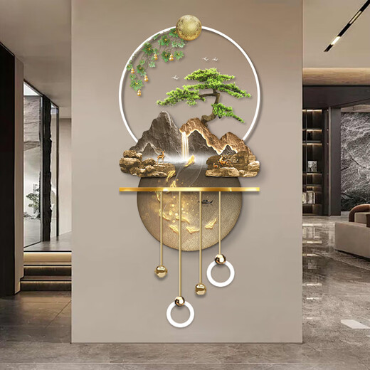 Zeichnen der Stadt Fulu Jinshan Eingang Dekorative Malerei Landschaft hochrangiger dreidimensionaler LED-Wandlampenmalerei Eingangsflur und Korridorhängung Fulu Jinshan ZP4836+ZP4837+ZP4839 60*130 cm gewöhnliche Hängsmalerei ohne Lichter