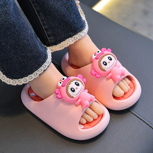 Summer children's sandals for boys and girls, non-slip soft-soled bathroom bathing sandals for older children, parents and children, beach sandals, yellow 12, size 24/25 (shoe inner length 15CM, suitable for feet 14