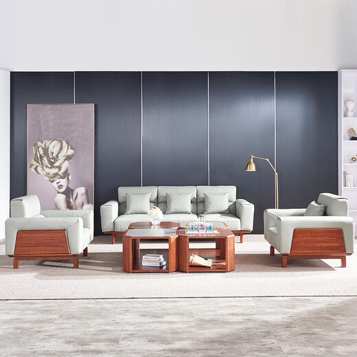 光明实木沙发现代简约软包沙发客厅楸木沙发 3894 1+1+3组合