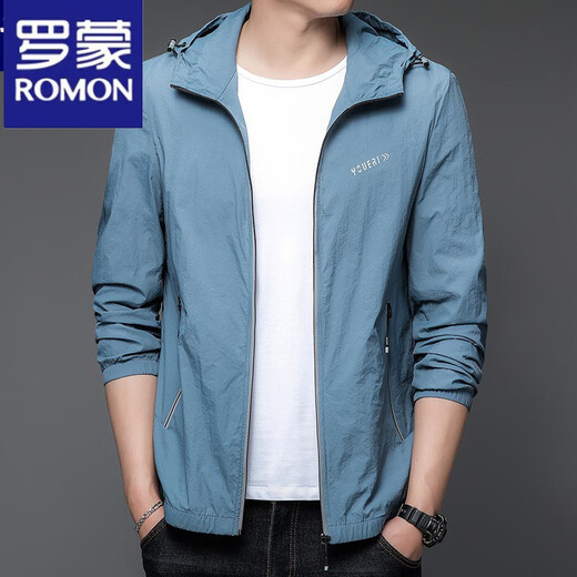 Lomond Sonnenschutzmittel Herren Sommer dünne Outdoor-Eisseide Kapuze UV ​​Sonnenschutz Jacke N9928 Mist Blue M 170 105-120jin [Jin entspricht 0,5 kg]