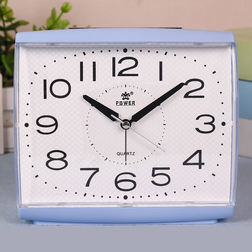 Estudiante de estilo nuevo Bawang con despertador súper tranquilo con luces nocturnas para niños Batería de artefacto simple de despertar batería a mano azul 3291