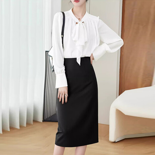 Troman Spring and Autumn New No-iron Suit Skirt Women's Long Over-the-Knee Fashionable Workwear Skirt Professional Skirt