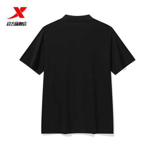 XTEP ice-sense polo shirt short-sleeved men's and women's summer business breathable sports half-sleeved casual men's quick-drying lapel T-shirt black-0118 (men) XL