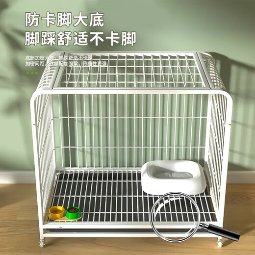 Dog cage small dog indoor stainless steel cage with toilet Shiba Inu Corgi pet cage dog fence thick and reinforced 96#956479cm classic black
