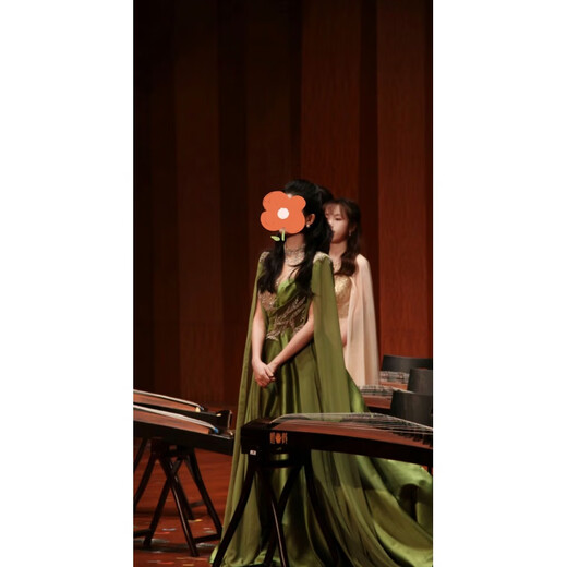 Wutuo Guzheng Dress Performance Clothing Customizable Performance Clothes Atmosphere Folk Music Solo Examination Stage Performance Student Art Examination Independent Green 2XL