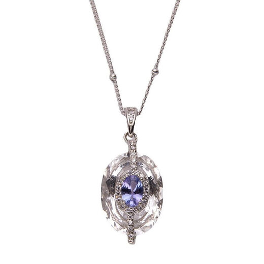 Shilian new design S925 sterling silver inlaid with natural tanzanite white crystal color treasure necklace women's high-end pendant necklace necklace