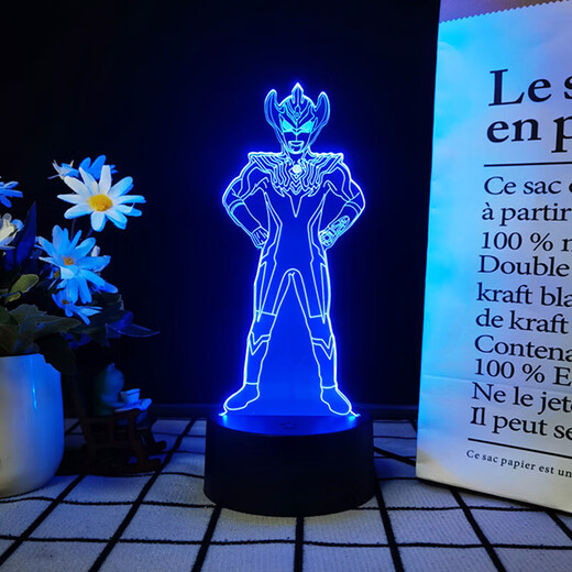 赛罗特利赛迦银河迪迦奥特曼大全3d小夜灯儿童玩具卧室USB插电灯 826特利迦 闪耀形态 白底：触摸+16色遥控