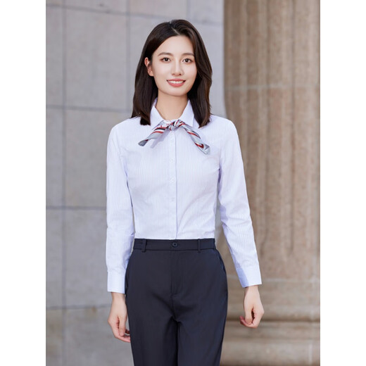 
Zimeiqiao People's Bank of China Business Clothing Shirt Workwear Men and Women Spring and Autumn New Stripe Long Short Sleeve Shirt Set Customized 698 Short Sleeve Shirt Women + 167 Gray Stripe Skirt Women L