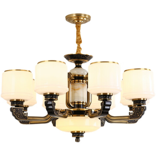 Ling Yuxun's new Chinese dustproof chandelier home atmospheric living room lamp modern simple dining room lamp Zen warm bedroom LED lamp 9902-6 heads