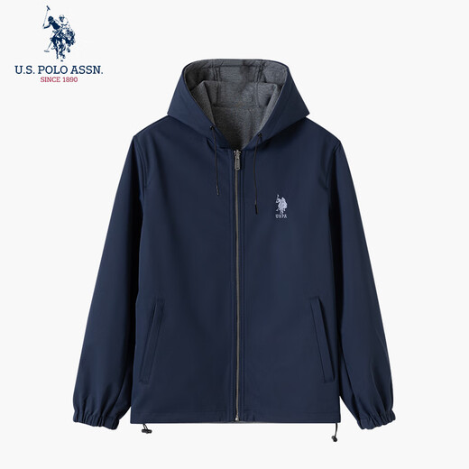 U.S. POLO ASSN. Paul Jacket Men's Autumn Business Casual Jacket Men's Reversible Windproof Top Navy Blue L