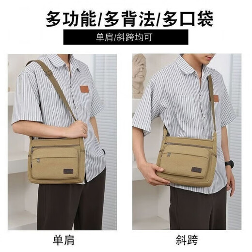 Yupinjia thickened canvas tool bag large capacity plumber wear-resistant dirty messenger bag multi-functional decoration electrician bag tool bag khaki