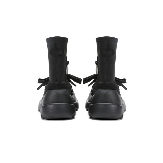 Ouder hiver neuf bottes de chaussettes en lycra pour les femmes imperméables et non glissées épaisse semelles rehaussées bottes martin authentiques en cuir singulier