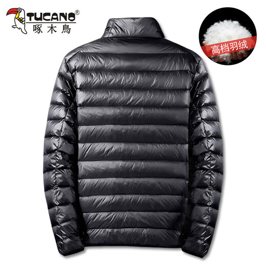 Woodpecker delgada chaqueta down de hombres cortos de invierno de hombre cálido y frío Pato blanco Down Color sólido Moda Casual Top Clothen 18819 Negro (chaqueta de cuello de soporte) XL (Peso recomendado 120-140 Jin [Jin iguala 0.5 kg])