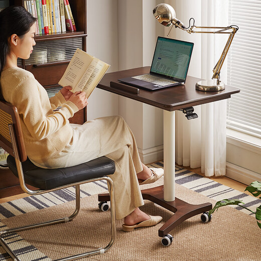 Jiayi mobile lift table standing workbench solid wood bedside table folding computer table movable office desk desk