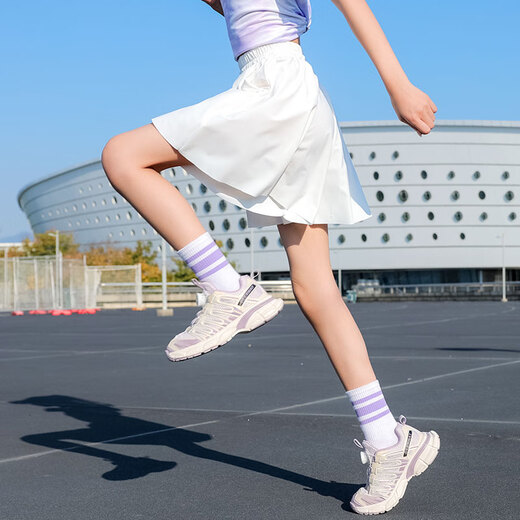 NICKYBABY女童运动裤裙夏季2025新款薄款儿童冰丝裤子五分大童短裤速干夏装 18426紫色+9889白色【套装】 140 cm