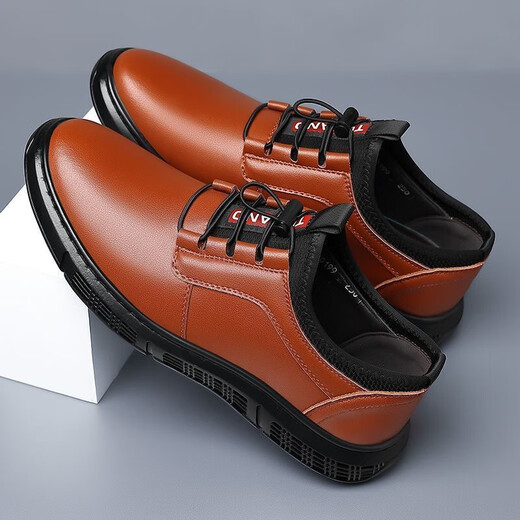 Counter men's shoes, trendy leather shoes, high-quality leather casual sports high-end versatile outdoor soft sole comfortable and breathable TY-882 black 44