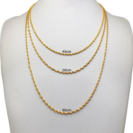 Youshu Hong Kong duty-free ancient 18k gold alloy women's clavicle necklace water wave chain extended sweater chain 50cm thin Chopard chain usually reaches the top of the chest