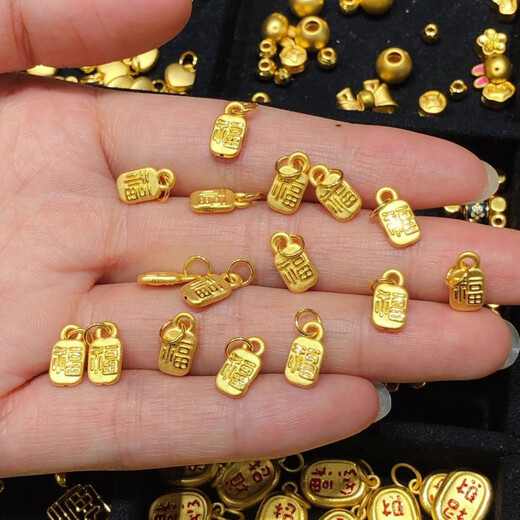 MHFDO Old Phoenix authentic same style 4D pure gold-wrapped silver lucky small pendant double-sided lucky light luxury necklace bracelet pendant double-sided lucky brand pendant 0.05g