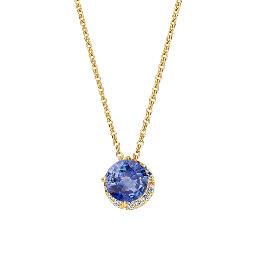 Hunter Japanese agete Akado natural tanzanite necklace women's light luxury retro amethyst 18K gold birthstone pendant amethyst tanzanite necklace