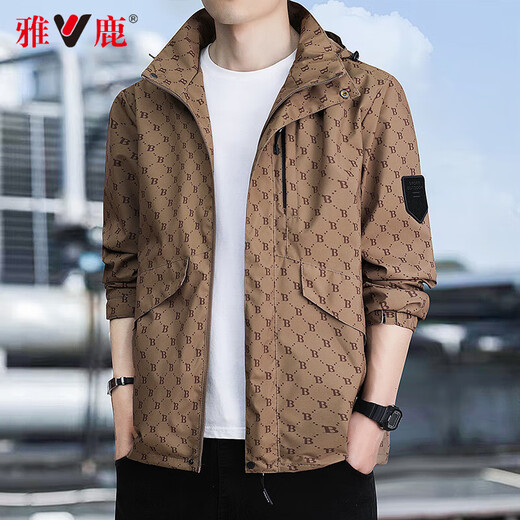 Yalu jacket men's spring and autumn trendy men's functional workwear jacket men's sports trendy brand tops trendy brand jacket 88888 black XL