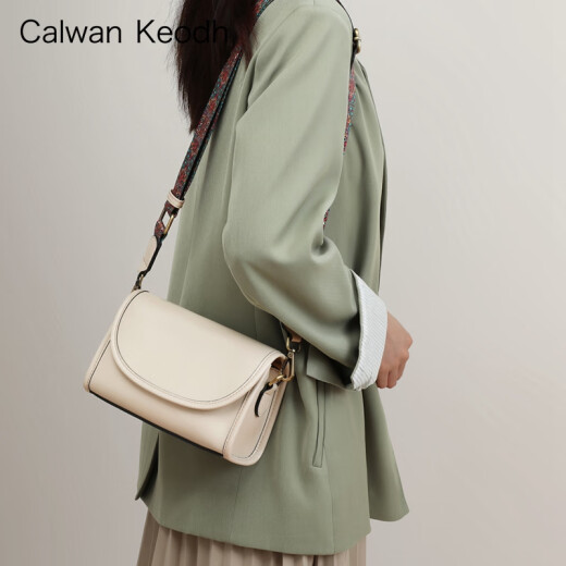 CALWAN KEODH official website bag women's bag new crossbody bag genuine leather pillow bag birthday gift for girlfriend wife [white] fashionable, versatile, simple, practical and heart-wrenching girl girlfriend