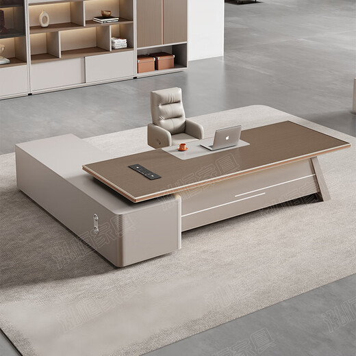 Hongheng boss desk and chair combination simple modern high-end executive desk manager office president chairman desk 2.2 meters luxury president table + boss chair + 2.4 meters cabinet