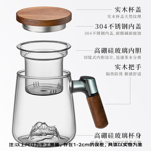 Fuguang tea cup tea water separation high borosilicate glass cup office tea cup flower tea cup fair cup 500ml