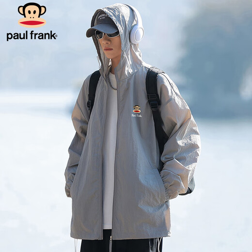 Paul Frank Ice Silk Sun Protection Clothing Men's UPF50+ Summer Thin Outdoor Fishing Sun Protection Clothing Jacket Cement Gray XL