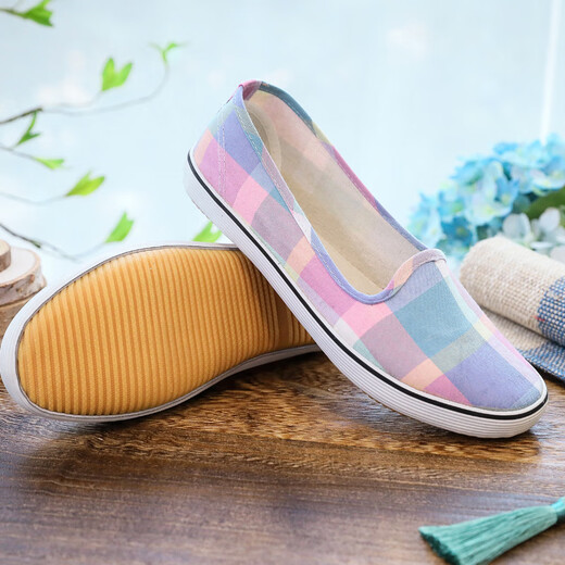 New spring and summer old Beijing cloth shoes wear-resistant non-slip soft sole for women with one-foot lightweight beef tendon sole work shoes single shoes 902 powder 35