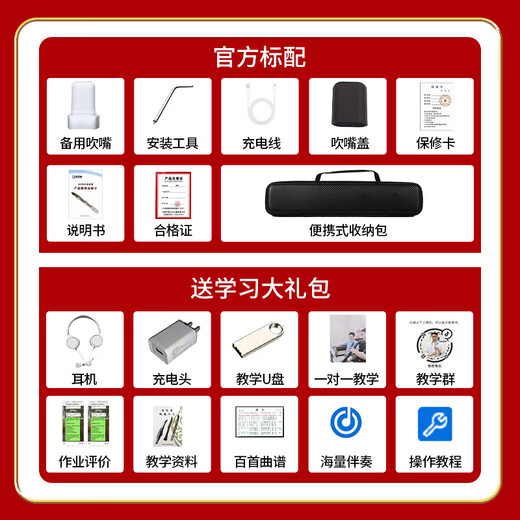 新锐XR3000电吹管初学者中老年乐器大全国产电子萨克斯电子管电笛笛子 黑色标配+大礼包